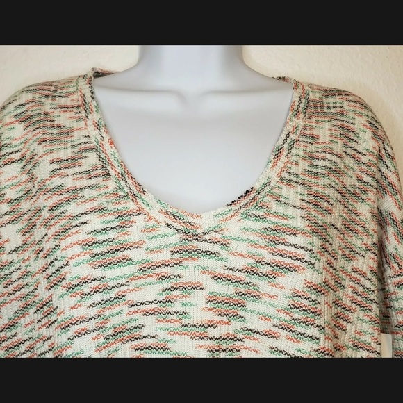 Long Sleeve High Low Space Dye V Neck Sweater - Picture 3 of 14